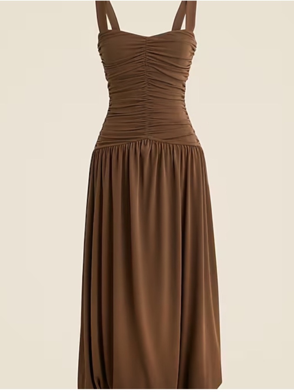 NWT J. Crew Drop Waist Brown Ruched Midi Dress Size M - Picture 2 of 8